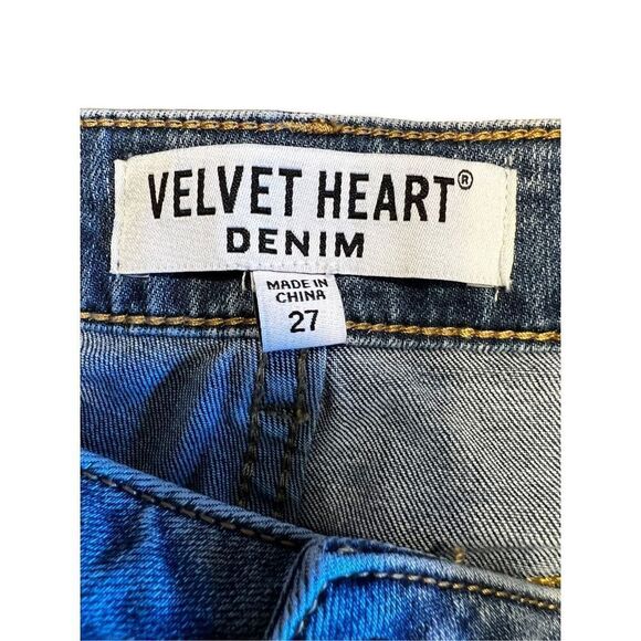 Velvet heart denim Louie high rise straight crop tuxedo striped raw hem Jeans 27 - Picture 4 of 9